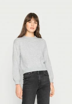 Even&Odd Damen POINTELLE CREW NECK JUMPER - Strickpullover - Mottled Light Grey