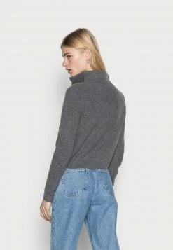 Even&Odd HALF ZIP JUMPER - Strickpullover - Mottled Dark Grey | Damen -Even&Odd Verkäufe 054d79b7bbe546aea678f5601c651d8b