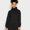 Even&Odd Damen Casual Sweat Collar Winter Mini Dress - Freizeitkleid - Black