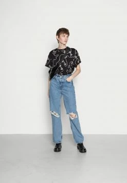 Even&Odd Damen TONJA ABSTRACT LINE FACE AOP TEE - T-Shirt Print - Black -Even&Odd Verkäufe 0a89e430df9d43c794d366a90c79ae61