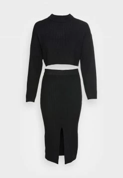 Even&Odd Damen SET SKIRT AND CROPPED JUMPER - Strickpullover - Black -Even&Odd Verkäufe 0af18d85bc9240a3afcedf6d35855d3c