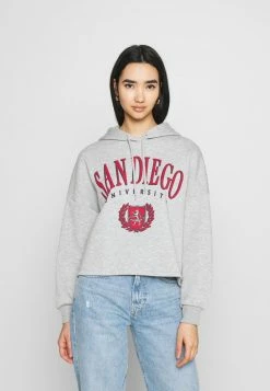 Even&Odd Damen OVERSIZED CROPPED PRINTED HOODIE - Kapuzenpullover - Mottled Light Grey