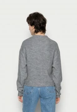 Even&Odd Damen BAT SHAPE MOCK NECK SHORTER - Strickpullover - Mottled Grey -Even&Odd Verkäufe 17c7718dcd4a47749cac767f3159c4be