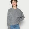 Even&Odd Damen BAT SHAPE MOCK NECK SHORTER - Strickpullover - Mottled Grey -Even&Odd Verkäufe 18196c551fe54ba1823332b6bdca78b0