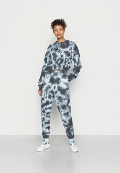 Even&Odd Damen SET - CROPPED SWEAT & JOGGER IN TIE DYE - Sweatshirt - Grey