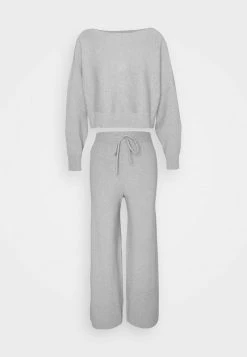Even&Odd Damen SET BAT SHAPE LOUNGE - Strickpullover - Mottled Light Grey