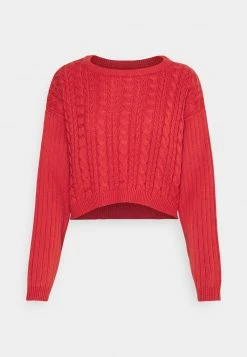 Even&Odd Damen CROPPED LOOSE CABLE JUMPER - Strickpullover - Light Red -Even&Odd Verkäufe 197012c875d04e889d4b600c9ed40869