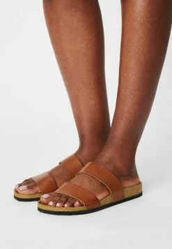 Even&Odd Damen Pantolette Flach - Cognac