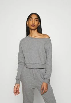 Even&Odd Damen Off Shoulder&Jogger Set - Sweatshirt - Mottled Grey