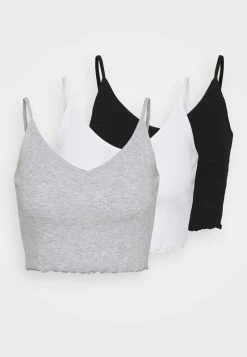 Even&Odd Damen STRAPPY LETTUCE CROP 3 PACK - Top - Black/white/grey -Even&Odd Verkäufe 277e0f5f7d614268914a0bd15fef6dc9