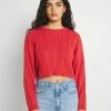 Even&Odd Damen CROPPED LOOSE CABLE JUMPER - Strickpullover - Light Red -Even&Odd Verkäufe 2ac06824716840d399a1e7cf03457c49