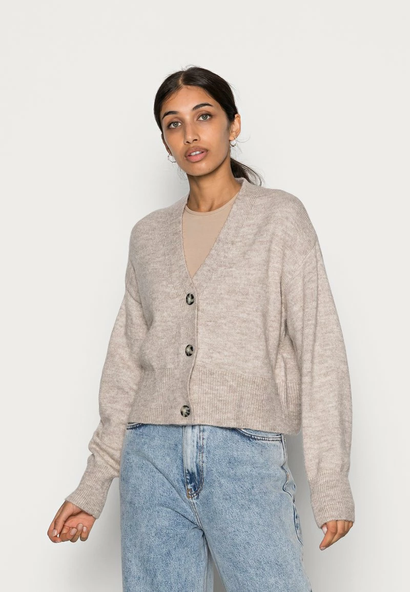 Even&Odd Damen BASIC BLEND BUTTON CROP - Strickjacke - Taupe 3 Even&Odd Damen BASIC BLEND BUTTON CROP - Strickjacke - Taupe
