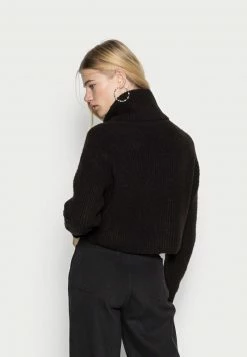 Even&Odd Damen CROPPED LOOSE TURTLENECK - Strickpullover - Black -Even&Odd Verkäufe 310fa4007902475b9031b2e47abc2403