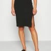Even&Odd Damen BASIC - Midi Skirt With Slit - Bleistiftrock - Black -Even&Odd Verkäufe 35b759115643474dbb1641873d2f48ca