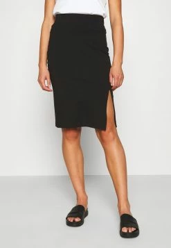 Even&Odd Damen BASIC - Midi Skirt With Slit - Bleistiftrock - Black