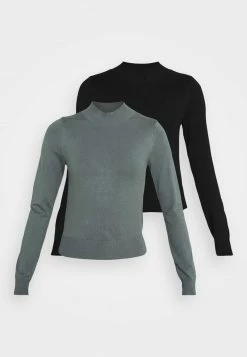 Even&Odd Damen 2 PACK - Strickpullover - Black/green -Even&Odd Verkäufe 38452acb147d49cd9da2d8bcc125c84a