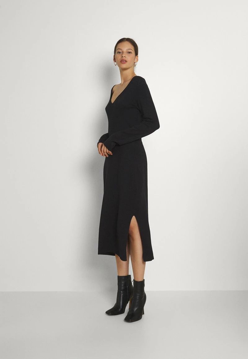 Even&Odd Damen KNIT MAXI V NECK DRESS WITH SLIT - Strickkleid - Black 4 Even&Odd Damen KNIT MAXI V NECK DRESS WITH SLIT - Strickkleid - Black – Bild 2