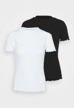 Even&Odd 2 PACK - T-Shirt Basic - Black/white | Damen -Even&Odd Verkäufe 4a8af5fb83a946de90d2da0925684192