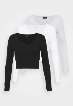 Even&Odd Damen 3 PACK - Langarmshirt - Black/white/grey -Even&Odd Verkäufe 54cc7ea115d5470eb40a81d80fee14d1