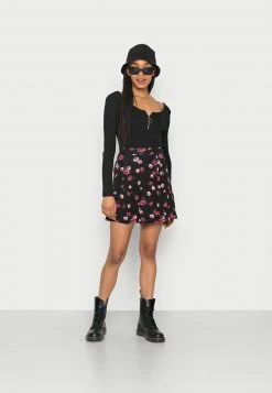 Even&Odd Damen A-Linien-Rock - Black/multi Coloured