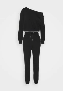 Even&Odd Damen Off Shoulder&Jogger Set - Sweatshirt - Black