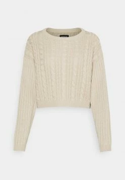 Even&Odd CROPPED LOOSE CABLE JUMPER - Strickpullover - Sand | Damen -Even&Odd Verkäufe 5afb222e3b53434f9d4eb46d8d52b8d4