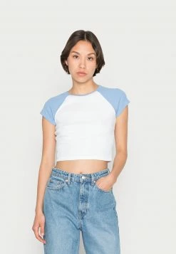 Even&Odd T-Shirt Basic - White Light Blue | Damen