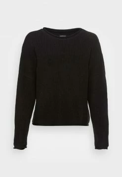 Even&Odd Damen OVERSIZE CROPPED ROLLED EDGE JUMPER - Strickpullover - Black -Even&Odd Verkäufe 60a8656ff2f94fbc9448c0509fd9640c