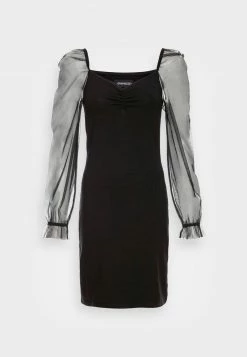 Even&Odd LONG PUFF SLEEVES RUSHING BODYCON DRESS - Cocktailkleid/festliches Kleid - Black | Damen -Even&Odd Verkäufe 6b2864728d8747a495146299a2475f69