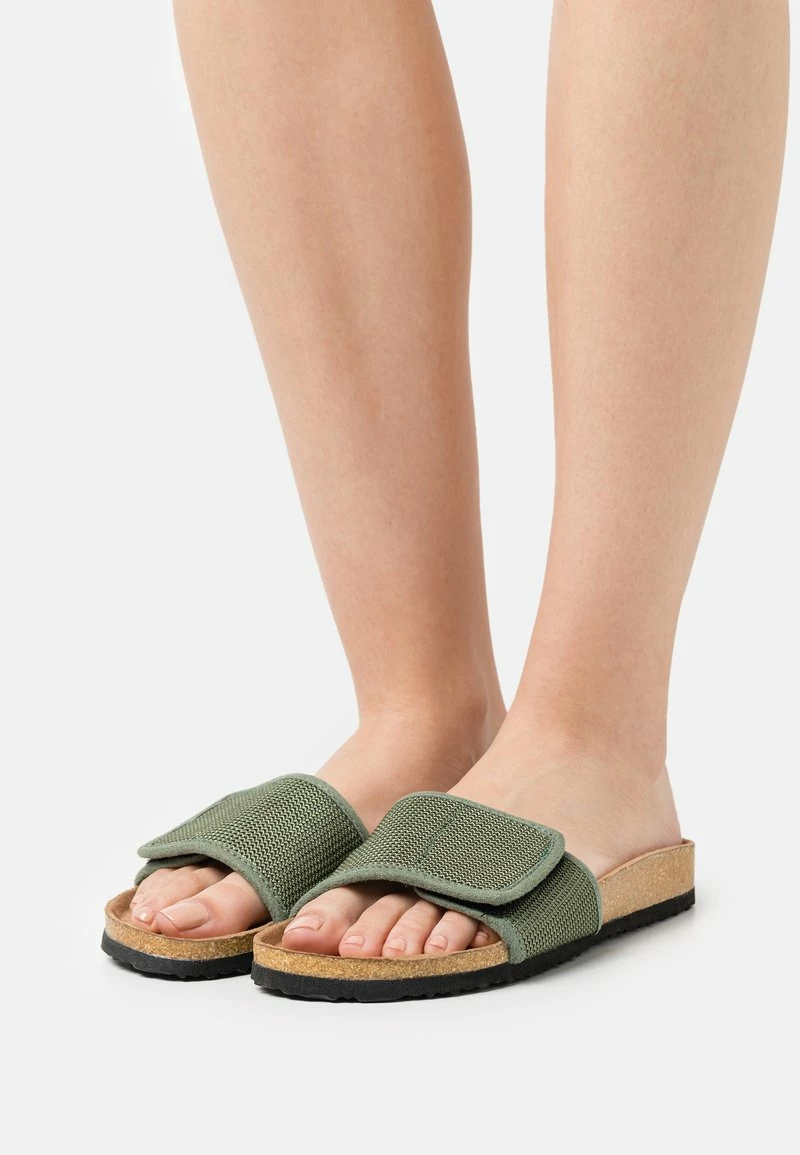 Even&Odd Damen Pantolette Flach - Khaki 3 Even&Odd Damen Pantolette Flach - Khaki