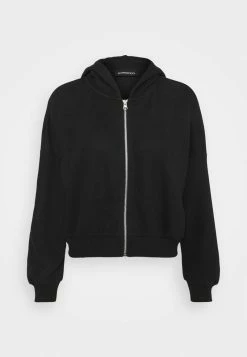 Even&Odd Damen Ribbed Zip Though Hooded Sweat Jacket - Sweatjacke - Black -Even&Odd Verkäufe 6e3ce4363006453da05d295a86a921a0