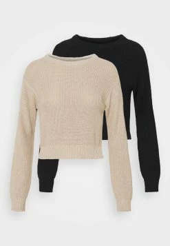Even&Odd Damen 2 PACK - Strickpullover - Black/beige