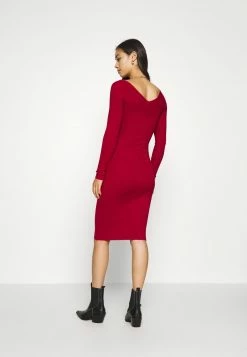 Even&Odd Damen KNIT V NECK MIDI BODYCON DRESS - Etuikleid - Red -Even&Odd Verkäufe 70306199bd224f1ba6fa6dd4ace3bb59