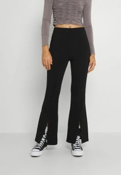 Even&Odd Damen SPLIT FRONT FLARED - Stoffhose - Black
