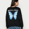 Even&Odd Damen BUTTERFLY BACK PRINT OVERSIZED - Sweatshirt - Black
