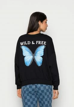 Even&Odd Damen BUTTERFLY BACK PRINT OVERSIZED - Sweatshirt - Black