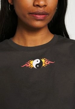 Even&Odd Damen CLARE YIN YANG FLAMES SMALL PRINT TEE / 801 - ANTHRACITE - T-Shirt Print - Anthracite -Even&Odd Verkäufe 82d9183e9ca746609803224b4cd83a62