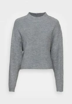 Even&Odd Damen BAT SHAPE MOCK NECK SHORTER - Strickpullover - Mottled Grey -Even&Odd Verkäufe 84a7734bbf1a4d519e5551bf16f61a3d