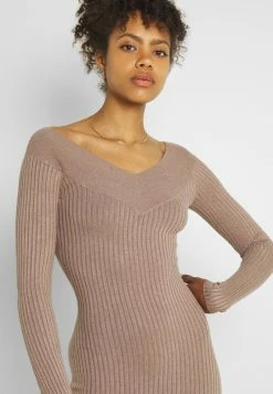 Even&Odd KNIT V NECK MIDI BODYCON DRESS - Etuikleid - Taupe | Damen -Even&Odd Verkäufe 86a6206ce2dd45bd93e52c8718172538