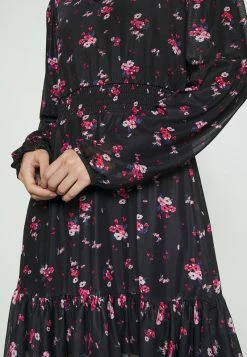 Even&Odd CINTERED V NECK ALL OVER MESH MINI VOLANT DRESS - Freizeitkleid - Black/red | Damen -Even&Odd Verkäufe 878c81a0820848578c9d72e710a7093b