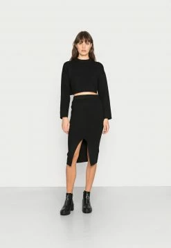 Even&Odd Damen SET SKIRT AND CROPPED JUMPER - Strickpullover - Black