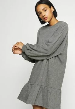 Even&Odd Damen SWEAT - Mini Volant Dress - Freizeitkleid - Mottled Grey -Even&Odd Verkäufe 8df53f84ce564dfcb1290de05950c714