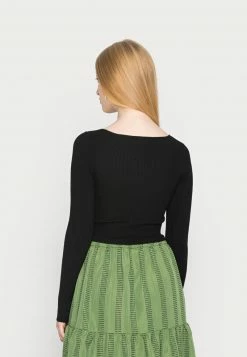 Even&Odd Damen WRAP FRONT JUMPER - Strickpullover - Black -Even&Odd Verkäufe 90cb99978f8a4dda9f0be83a5da4b420