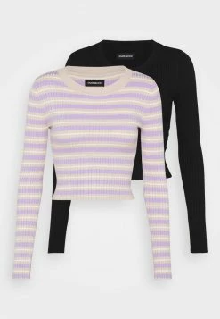 Even&Odd Damen 2 PACK - Strickpullover - Black/beige/lilac