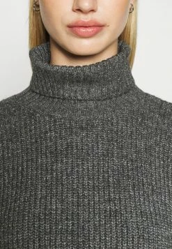 Even&Odd Damen CROPPED BOXY ROLL NECK - Strickpullover - Mottled Dark Grey -Even&Odd Verkäufe 9321cd3b36b7482cb67d445820c69a25