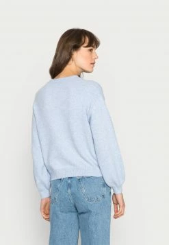 Even&Odd POINTELLE CREW NECK JUMPER - Strickpullover - Mottled Light Blue | Damen -Even&Odd Verkäufe 98bf5928340b41dc927ad4d536e86a0d