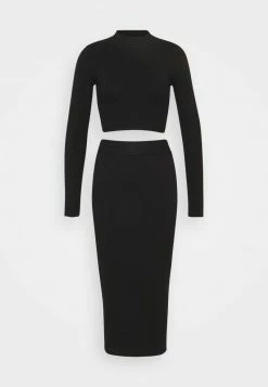 Even&Odd Damen PERKIN CROPPED SKIRT SET - Strickpullover - Black