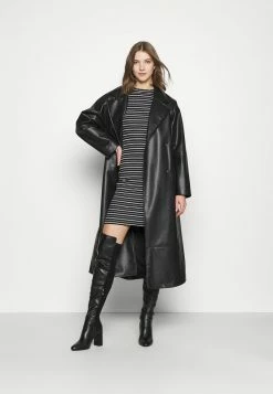 Even&Odd Damen Rushed Edges Mini High Neck Long Sleeves Dress - Etuikleid - Black/ White -Even&Odd Verkäufe a3abe6b5d42c46ab917e49b429be18d0