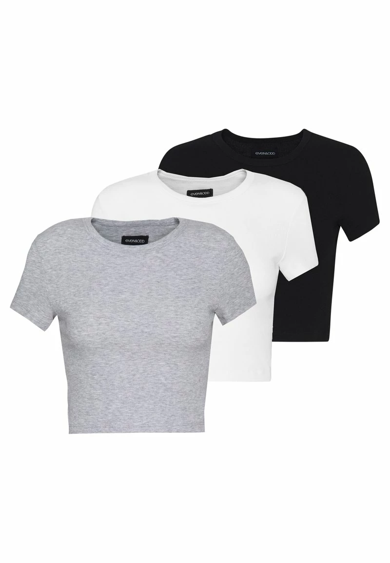 Even&Odd Damen 3 PACK - T-Shirt Basic - White/black/light Grey 3 Even&Odd Damen 3 PACK - T-Shirt Basic - White/black/light Grey