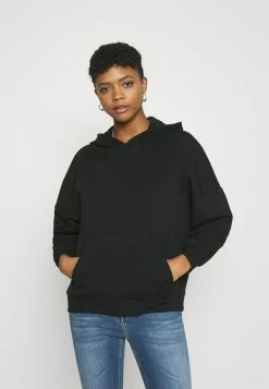 Even&Odd Damen HOODIE LONG WITHOUT DRAWCORD AND POCKET - Kapuzenpullover - Black